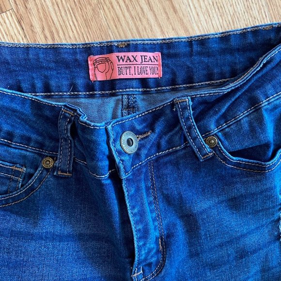 WAX JEANS BUTT, I LOVE YOU Distressed holes cuffed stretch jeans Size 5 EUC - Picture 3 of 7